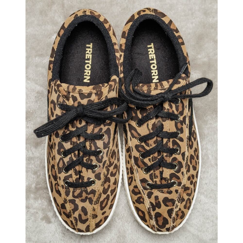 Tretorn Nylite Plus Suede Leopard Print Retro Sneakers Womens Size 7.5 - Picture 8 of 16